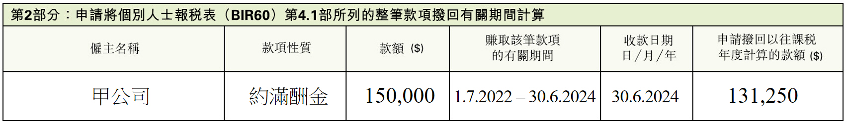 附錄第 2 部分的填寫方法